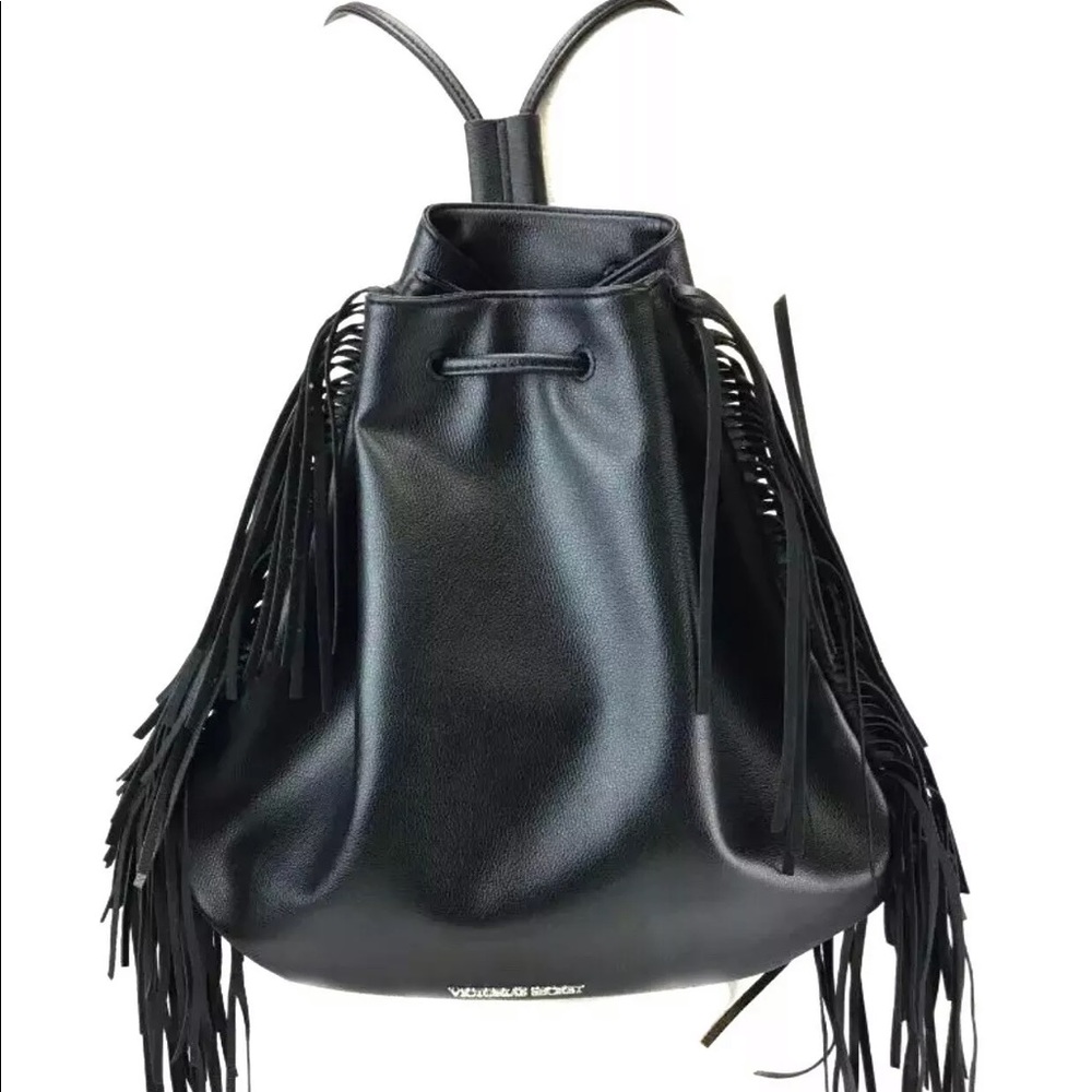 Victoria’s Secret Fringed Boho Black Backpack Bag